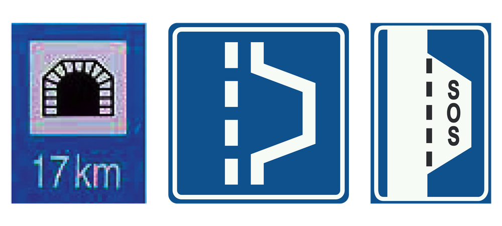 Verkeerstunnel en vluchthavens zonder en met aangegeven noodvoorzieningen