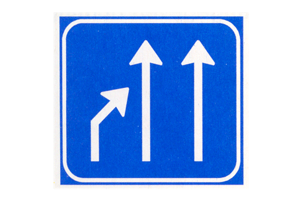 Het officiële verkeersbord Einde rijstrook