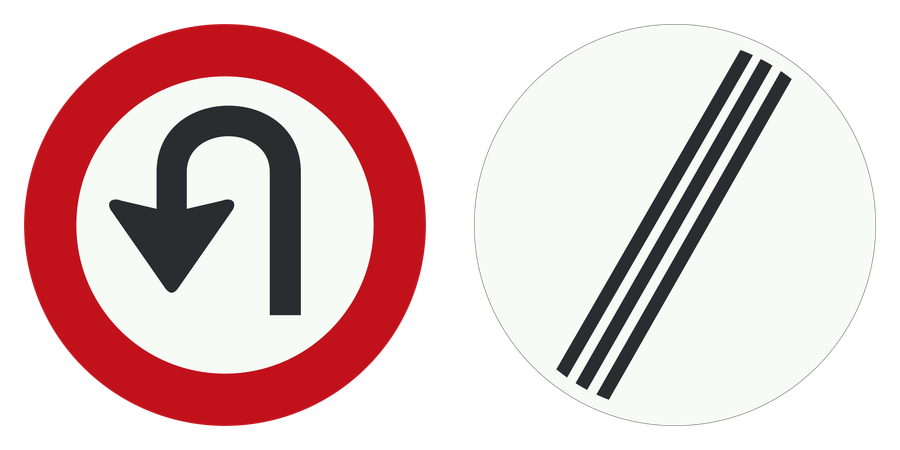 Keerverbod en Einde van alle door verkeersborden aangegeven verboden