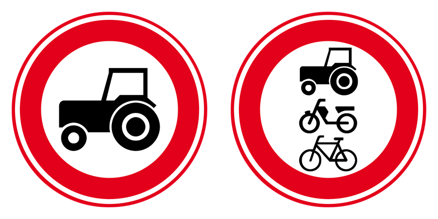 Geslotenverklaringen voor landbouwverkeer en voor de bredere groep met onder meer fietsen en brommobielen