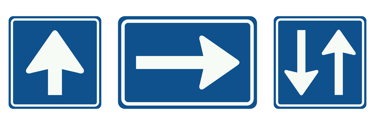 Twee borden Eenrichtingsweg en het bord Inrijden toegestaan