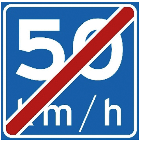 Verkeersbord: Einde adviessnelheid