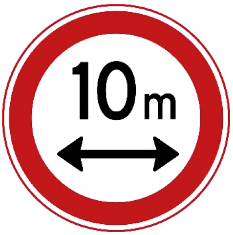 Verkeersbord: Gesloten voor voertuigen en samenstellen van voertuigen die, met inbegrip van de lading, langer zijn dan op het bord is aangegeven