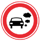 Verkeersbord: Gesloten voor personenauto’s, bedrijfsauto’s, vrachtauto’s of autobussen vanwege emissie-eisen (milieuzone of nul-emissiezone)