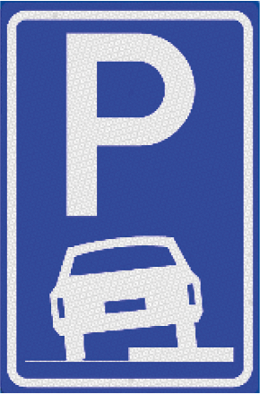 Verkeersbord: Parkeergelegenheid voor het parkeren met twee wielen op het trottoir