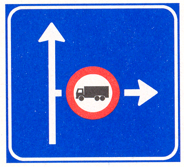Verkeersbord: Vooraanduiding verkeersmaatregel voor de aangegeven richting