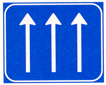 Verkeersbord: Aantal doorgaande rijstroken